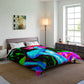 "Neon Butterflies and Mushrooms Mural" Butterflies & Mushrooms Comforter Blanket