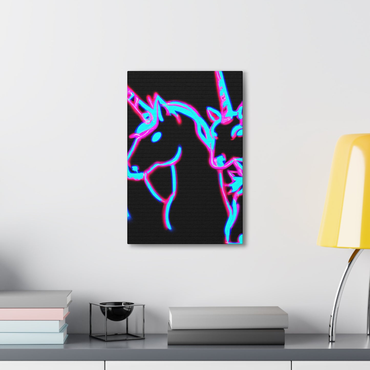 Vibrant Neon Dreamscape NEON Unicorns Art Canvas