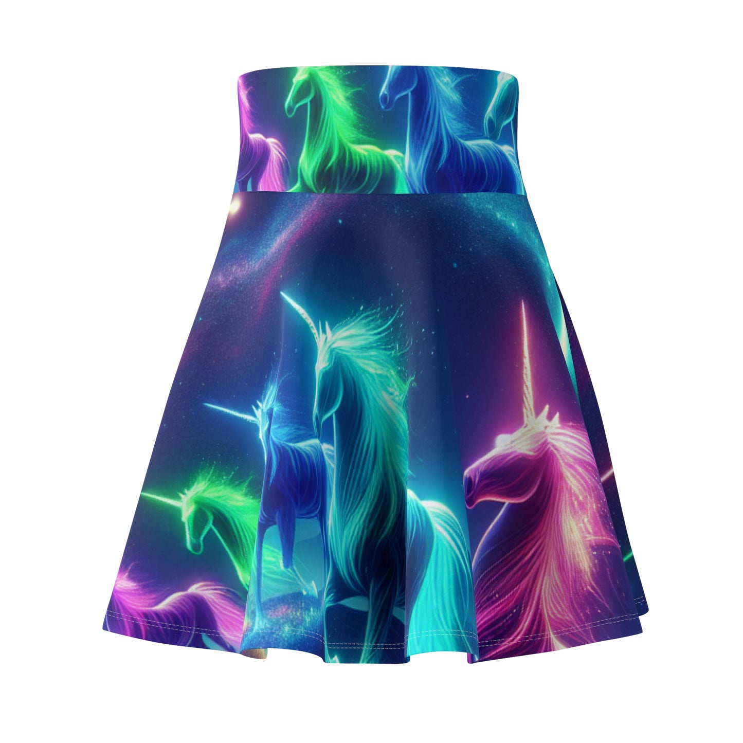 "Cosmic Magic Dreams" -NEON Unicorns Woman' Skater Skirt