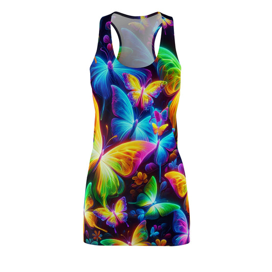 "Aurora of the Neon Glade" Neon Butterflies  Racerback Dress