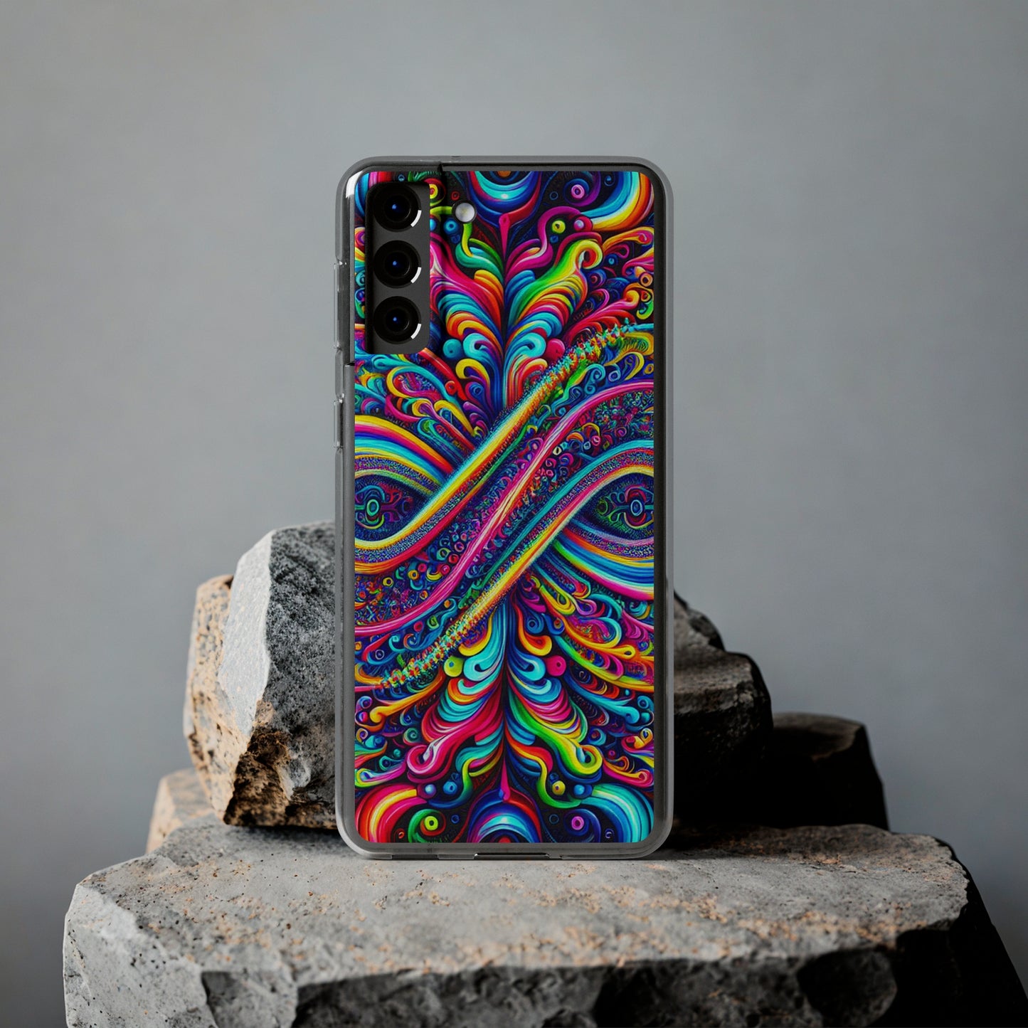 'Infinite Neon Illusion' Infinity Patterns Art Polycarbonate Phone Case