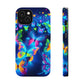 "Atmospheric Fluorescence" Neon Butterflies Premium Art Magsafe Magnet Tough IPhone 13 14 15 Pro Plus Max and Mini in Matte and Glossy Phone cases