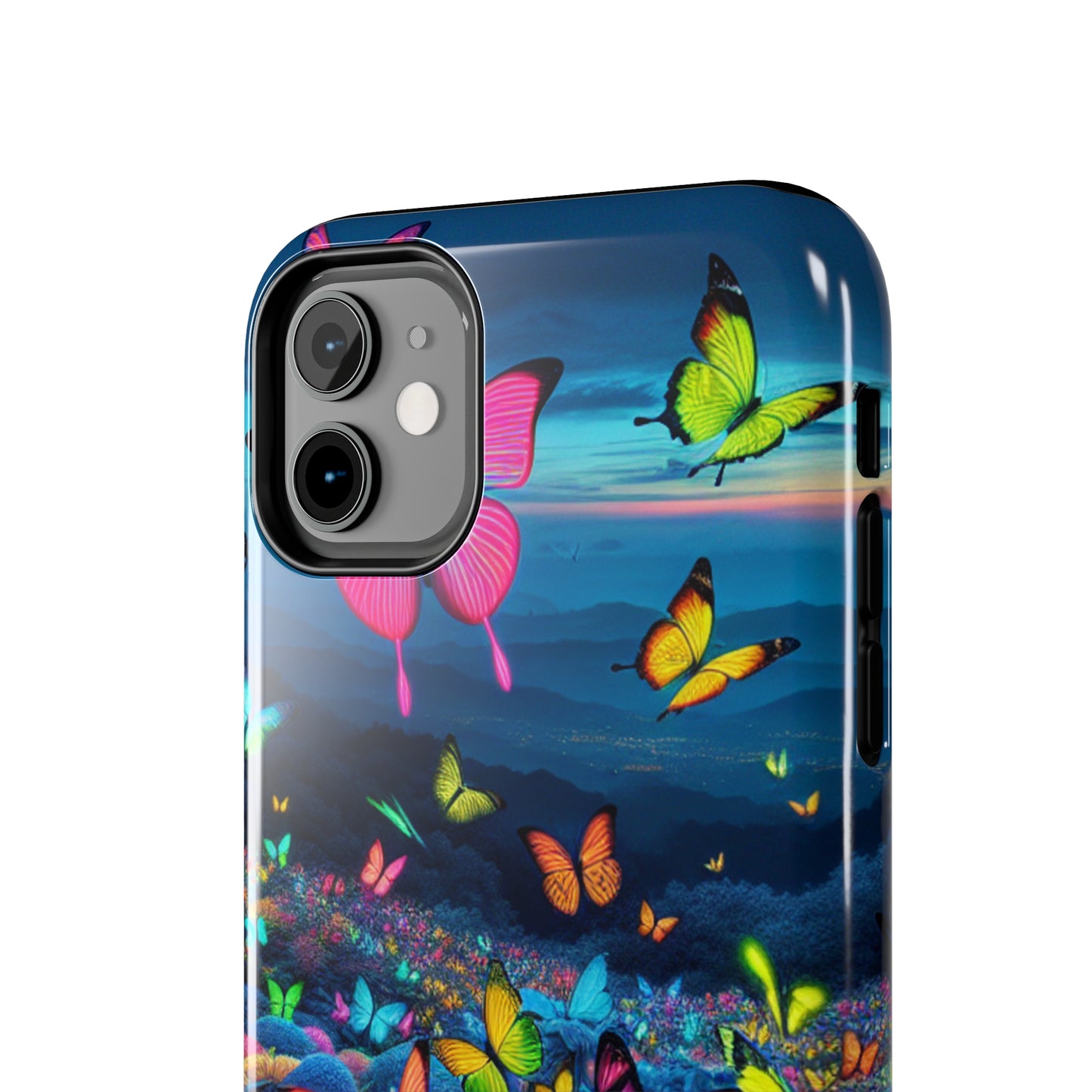 "Neon Flight Spectacle" NEON Butterflies Tough Phone Case Iphone 6 7 8 9 10 11 12 13 14 SE X XR XS Pro Max Mini Plus