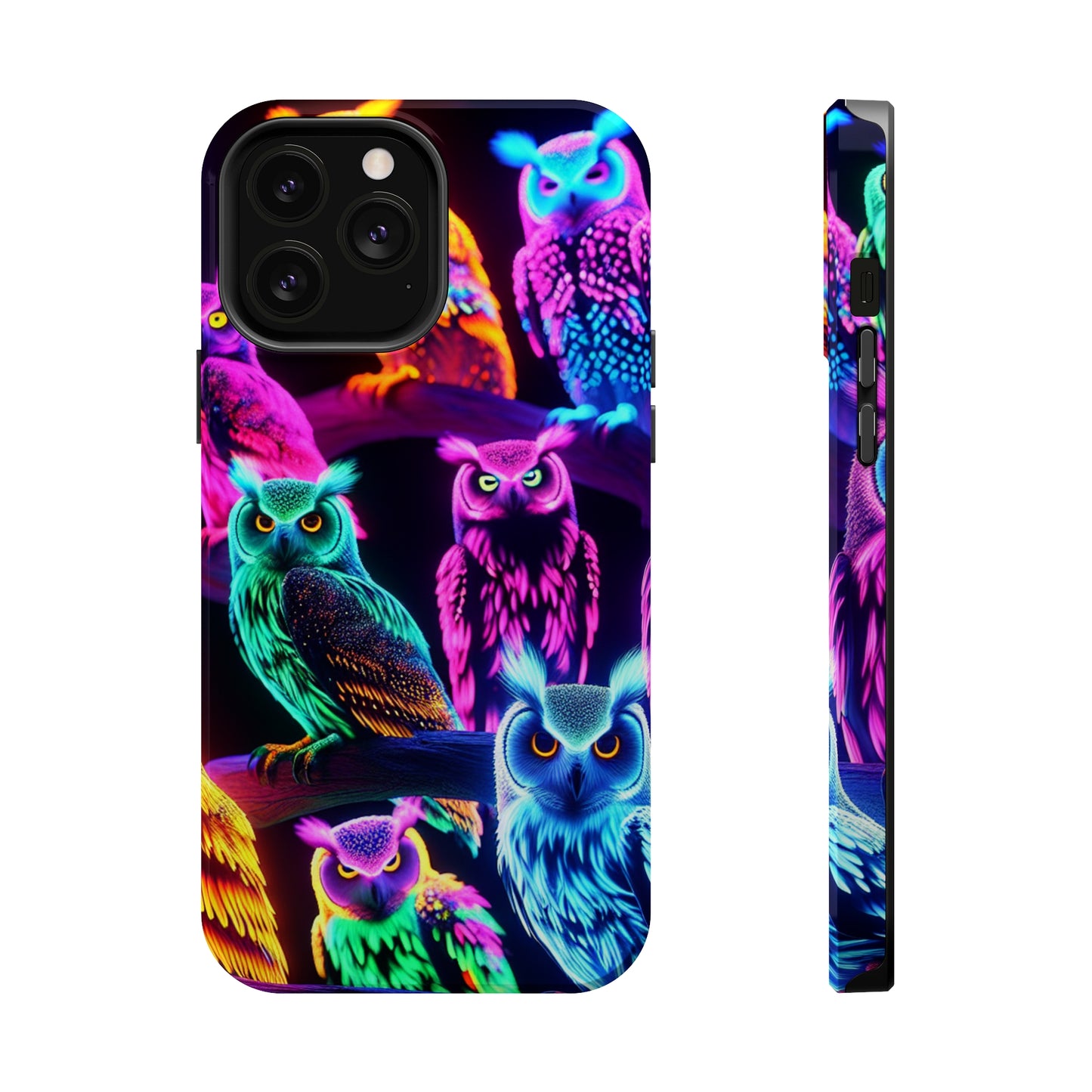 Neon Night Owls. Neon Owls Premium Art Magsafe Magnet Tough IPhone 13 14 15 Pro Plus Max and Mini in Matte and Glossy Phone cases