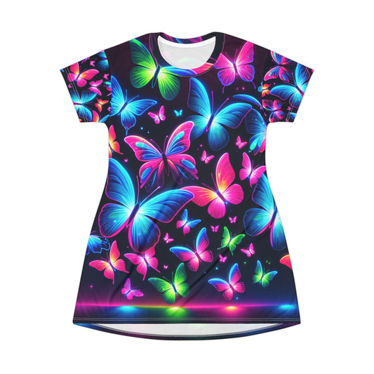 "Aurora of Neon Butterflies" Neon Butterflies Womans T Shirt Dress
