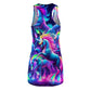 "Lighted Fantasia" Neon Unicorns Racerback Dress