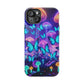 Neon Delight Landscape Neon Butterflies and Mushrooms Premium Art Magsafe Magnet Tough IPhone 13 14 15 Pro Plus Max and Mini in Matte and Glossy Phone cases