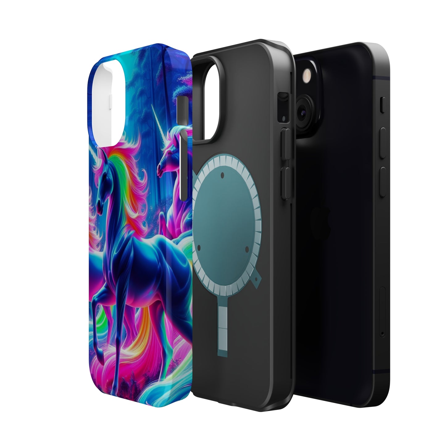 NeonNocturnals Neon Unicorns Premium Art Magsafe Magnet Tough IPhone 13 14 15 Pro Plus Max and Mini in Matte and Glossy Phone cases