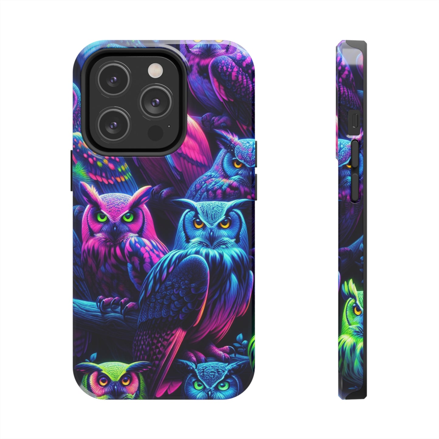 "Vivid Neon Nocturnal Symphony" NEON Owls Tough Phone Case