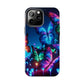 "Electric Morpho Rain" NEON Butterflies Tough Phone Case Iphone  7 8 9 10 11 12 13 14 SE X XR XS Pro Max Mini Plus