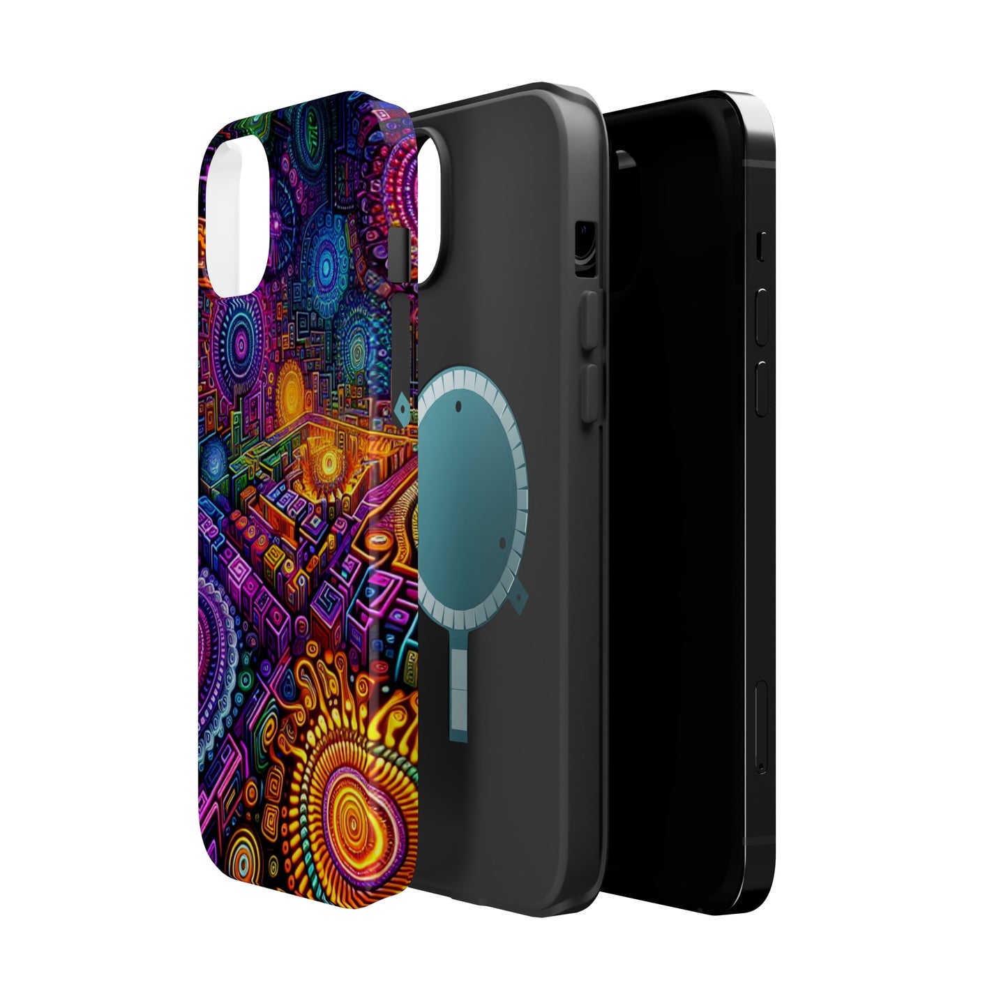 Vivid Voyage of Infinity Neon Splendor. Neon Trippy Infinity Patterns Premium Art Magsafe Magnet Tough IPhone 13 14 15 Pro Plus Max and Mini in Matte and Glossy Phone cases