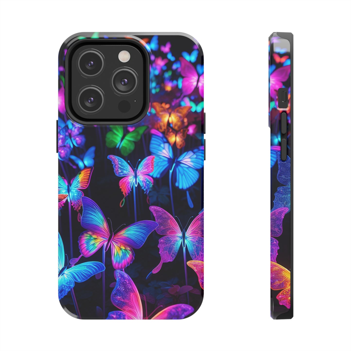 "Neon Flutterby Lights" NEON Butterflies Tough Phone Case