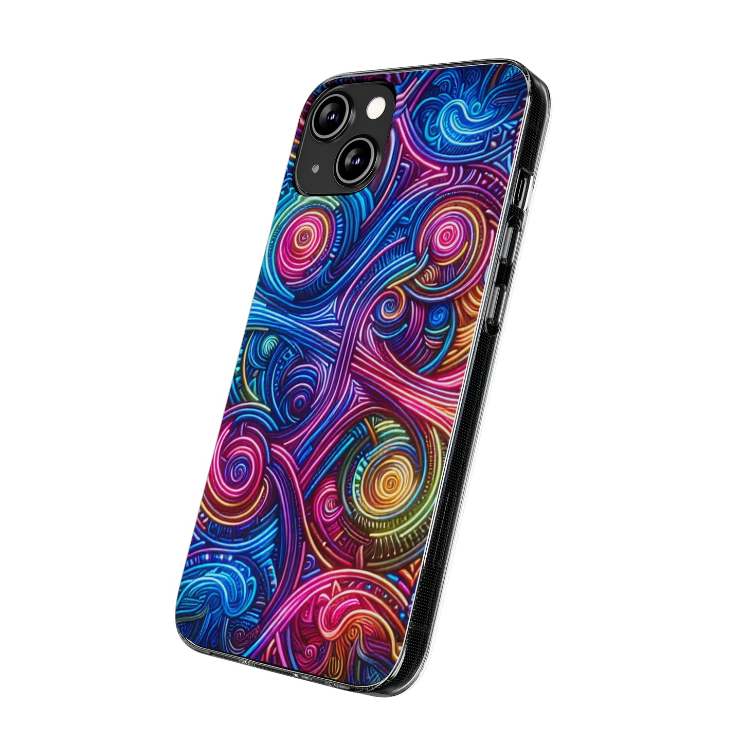 Vibrant Trippy Neon Infinity Ripples. Infinity Patterns Art Polycarbonate Phone Case Samsung Galaxy s21 s22 Google Pixel 6 Iphone 11 12 13 14 Pro Max Mini Plus