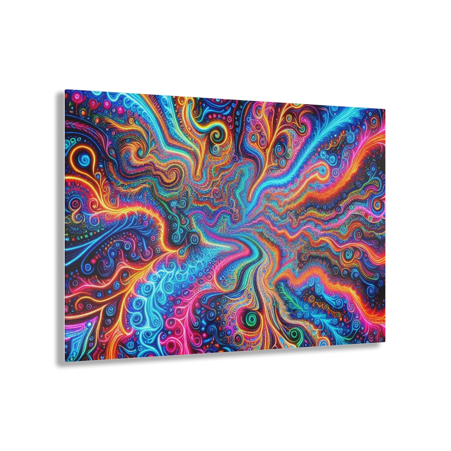 Vivacious Vortex of Neon Infinity. Trippy infity Pattern 1/4" Glossy Acrylic Art