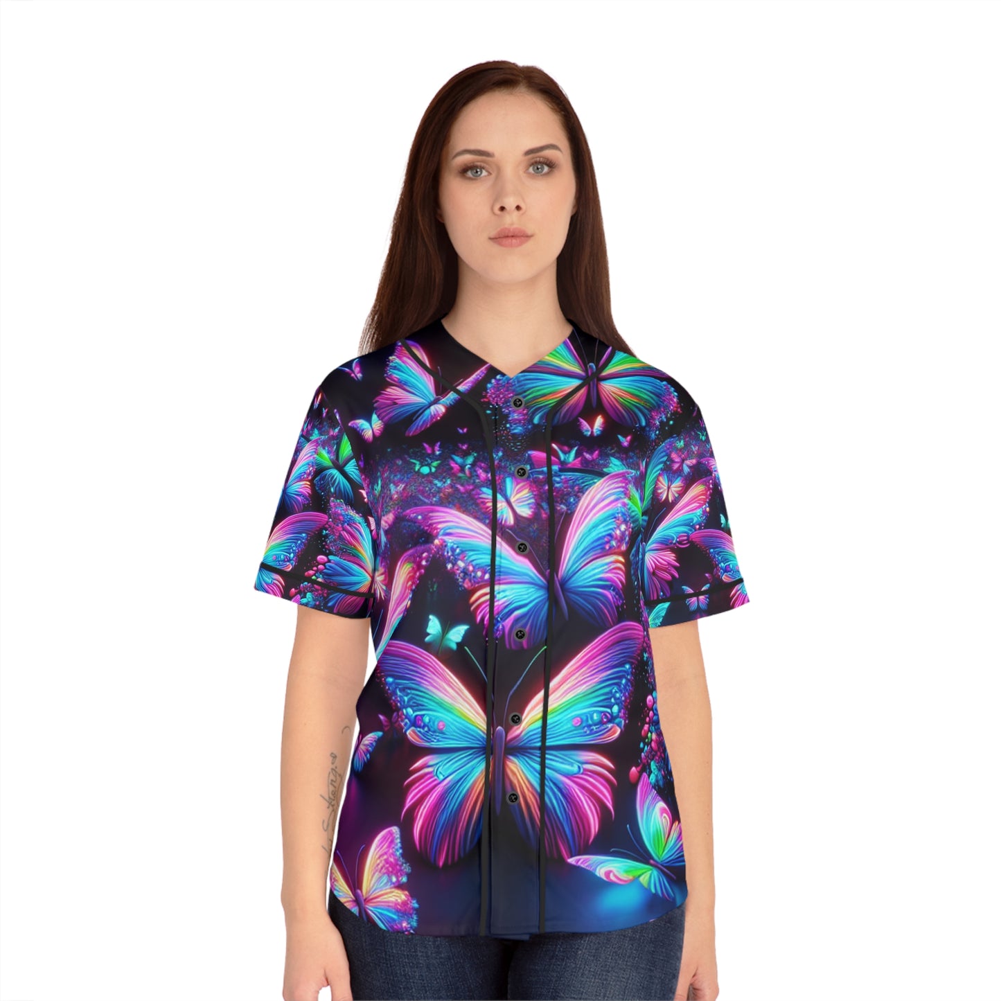 Neon Dreamscape Butterflies Neon Butterflies Womans Jersey