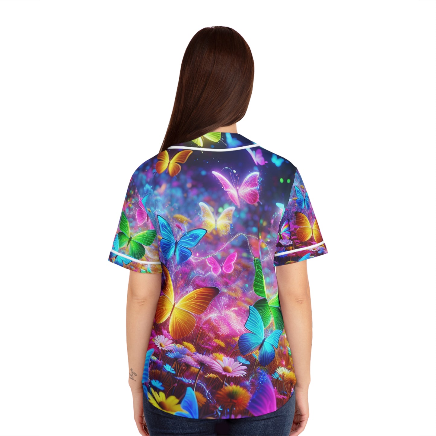 Neon Prismflutter. Neon Butterflies Womans Jersey