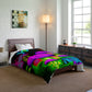 "Neon Rainforest Symphony" Butterflies & Mushrooms Comforter Blanket
