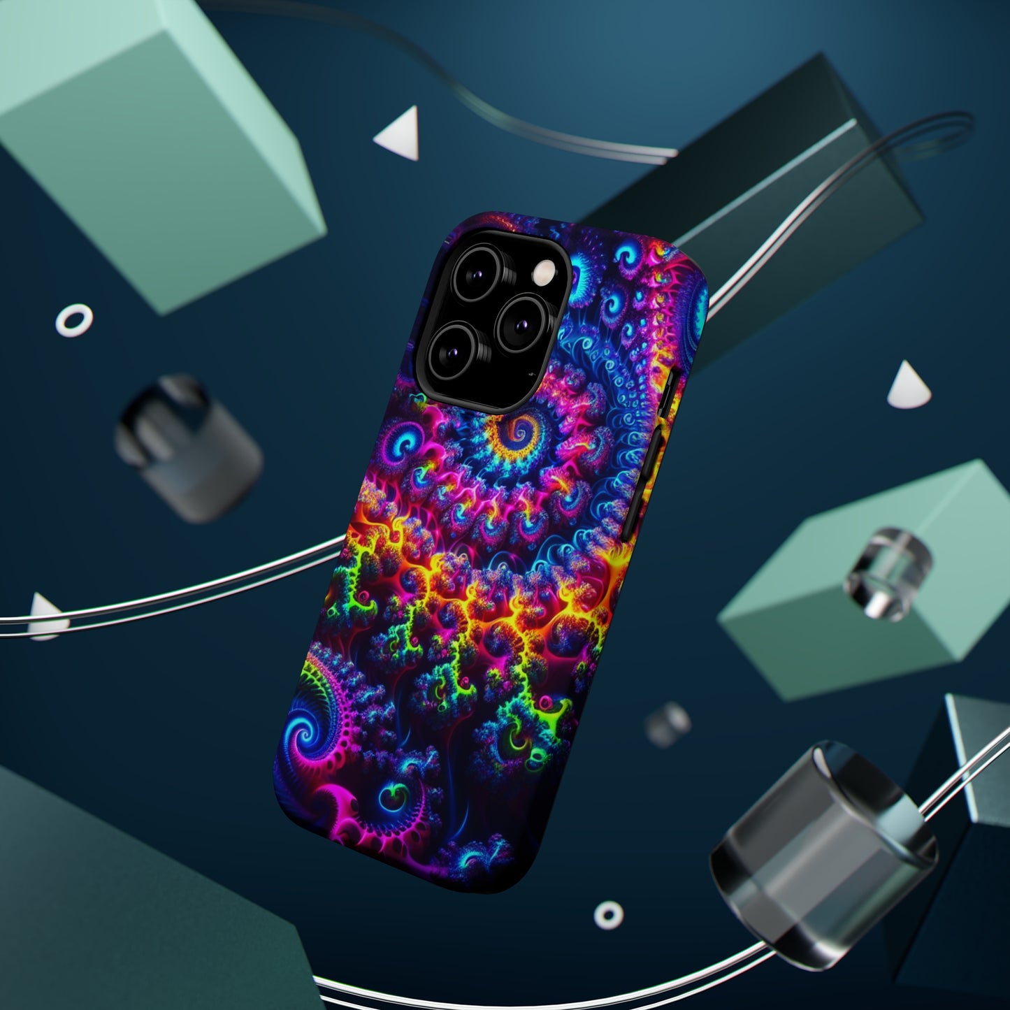 Twilight Infinyscape Neon Trippy Infinity Patterns Premium Art Magsafe Magnet Tough IPhone 13 14 15 Pro Plus Max and Mini in Matte and Glossy Phone cases