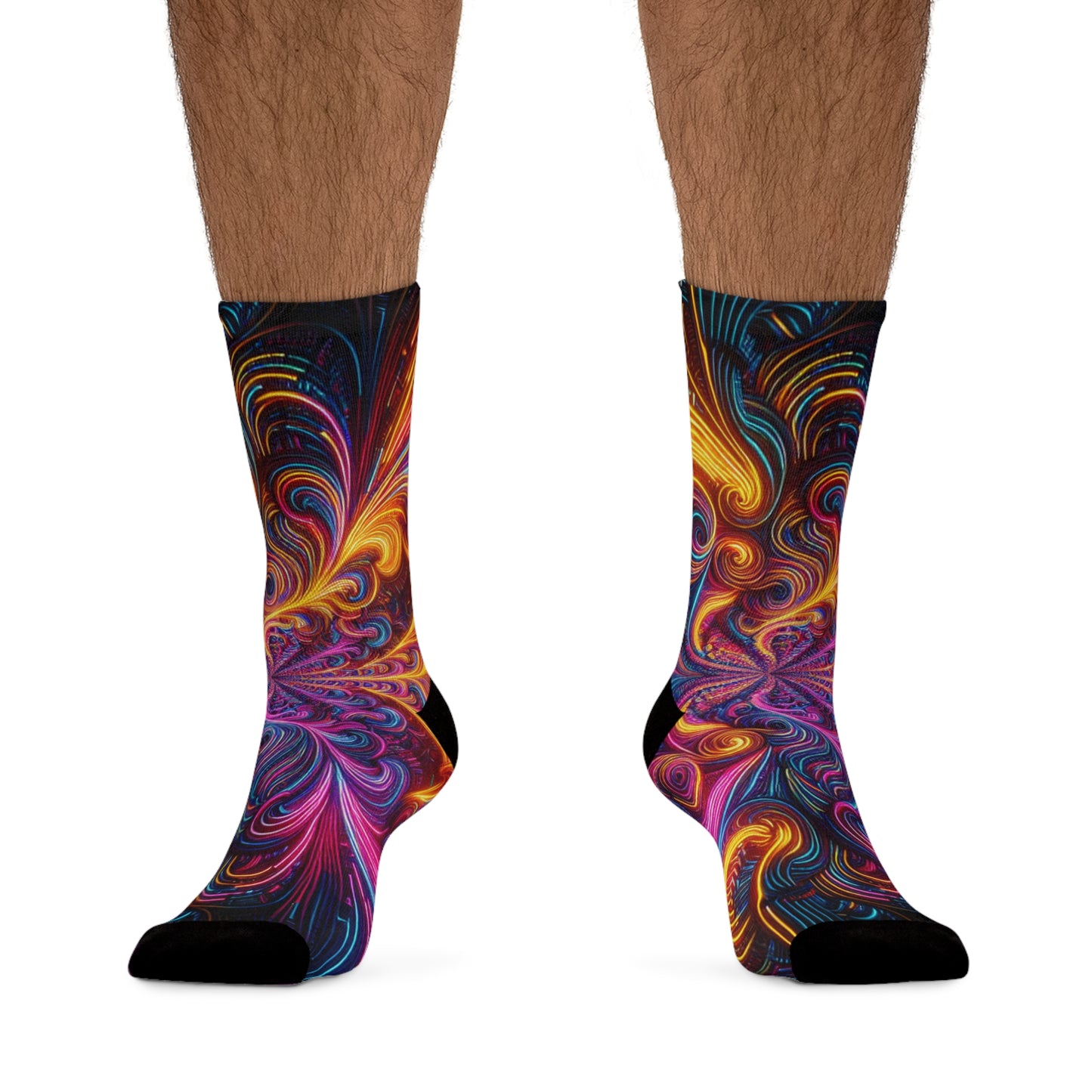 TDB Neon Mirror Maze. Trippy Recycled Poly Socks