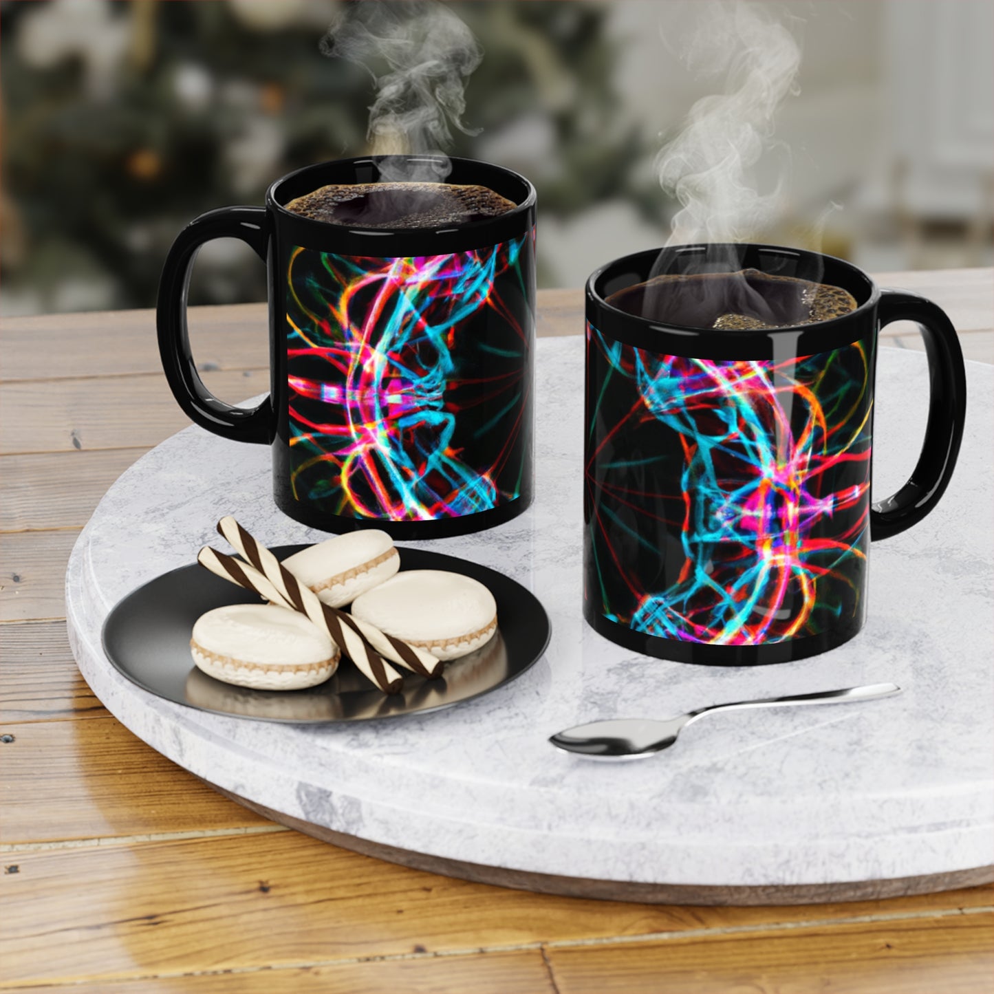 Psychedelic Chromatic Eternal space. Trippy Infninty Patterns 11oz Black Mug