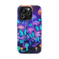 Neon Delight Landscape Neon Butterflies and Mushrooms Premium Art Magsafe Magnet Tough IPhone 13 14 15 Pro Plus Max and Mini in Matte and Glossy Phone cases