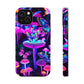 "Neon Gloomsprite Dance" Neon Butterflies and Mushrooms Premium Art Magsafe Magnet Tough IPhone 13 14 15 Pro Plus Max and Mini in Matte and Glossy Phone cases
