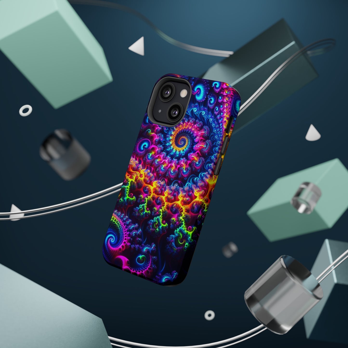 Twilight Infinyscape Neon Trippy Infinity Patterns Premium Art Magsafe Magnet Tough IPhone 13 14 15 Pro Plus Max and Mini in Matte and Glossy Phone cases
