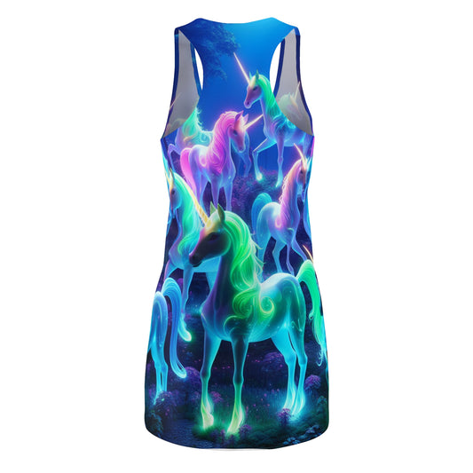 Rainbow Galaxies of Unicorns Neon Unicorns Racerback Dress