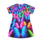 "Butterfly Technicolor Dreamscape" Neon Butterflies Womans T Shirt Dress