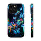 "Neon Dreamscape" Neon Butterflies and Mushrooms Premium Art Magsafe Magnet Tough IPhone 13 14 15 Pro Plus Max and Mini in Matte and Glossy Phone cases