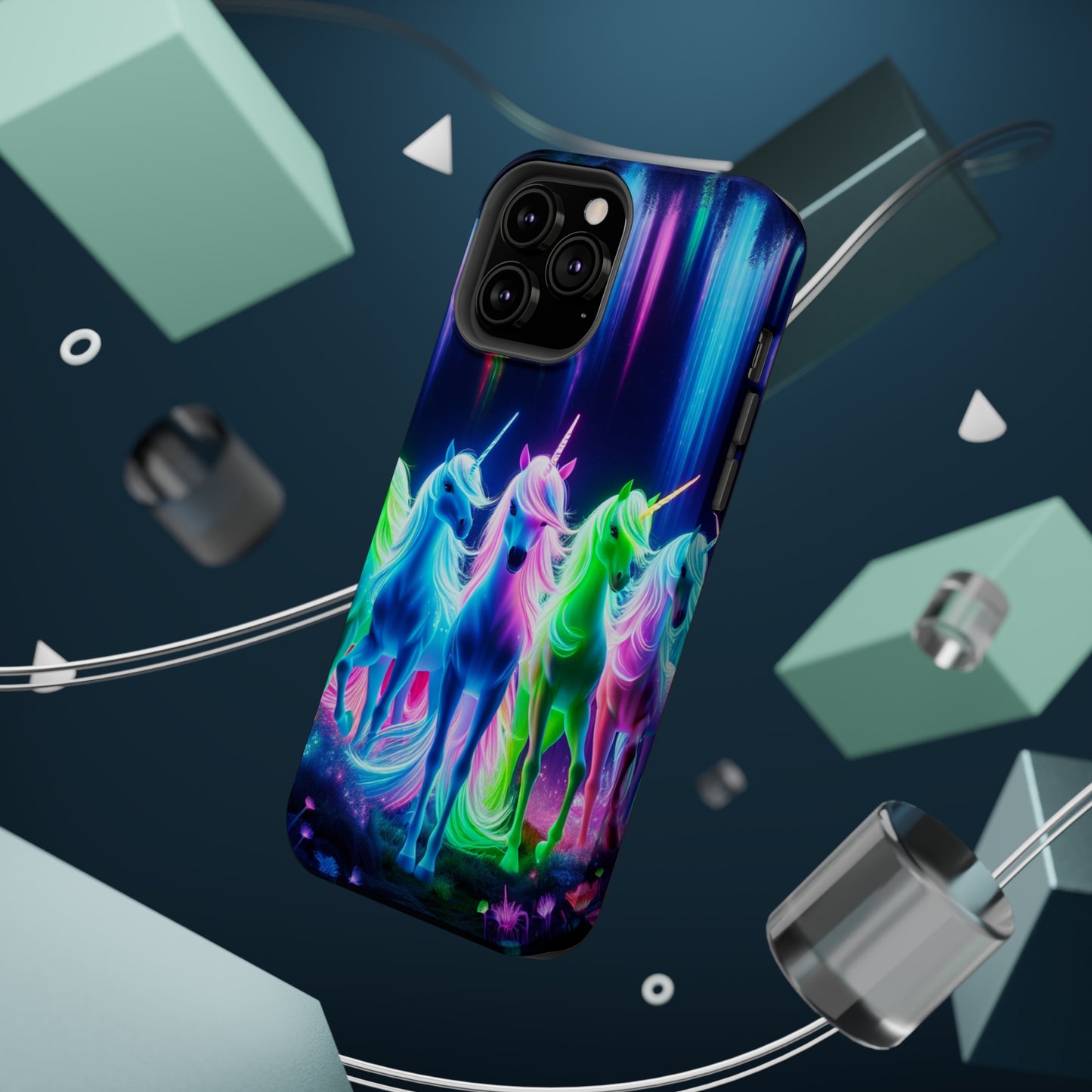 Neon Unicorn Pods. Neon Unicorns Premium Art Magsafe Magnet Tough IPhone 13 14 15 Pro Plus Max and Mini in Matte and Glossy Phone cases