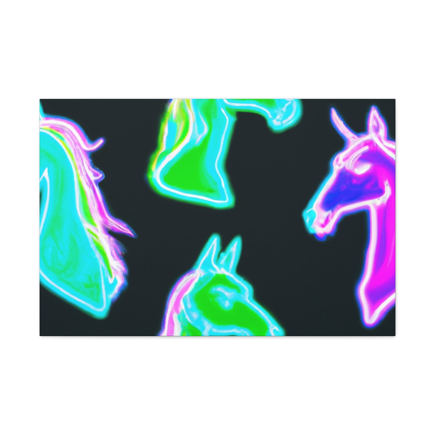 Vivid Nocturnal Unicorns. NEON Unicorns Art Canvas