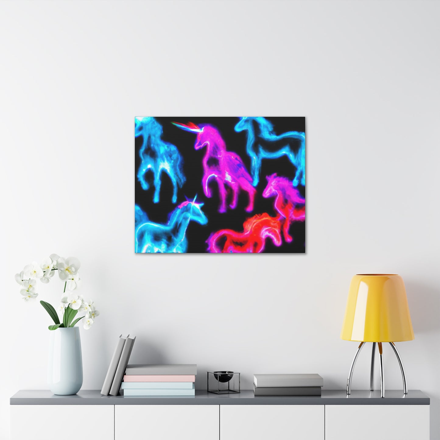 Neon Unicorn Fantasia NEON Unicorns Art Canvas