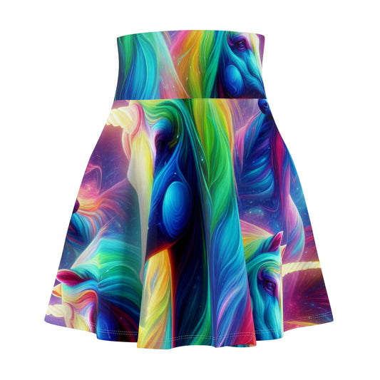 "Illuminated Mysticism" -NEON Unicorns Woman' Skater Skirt