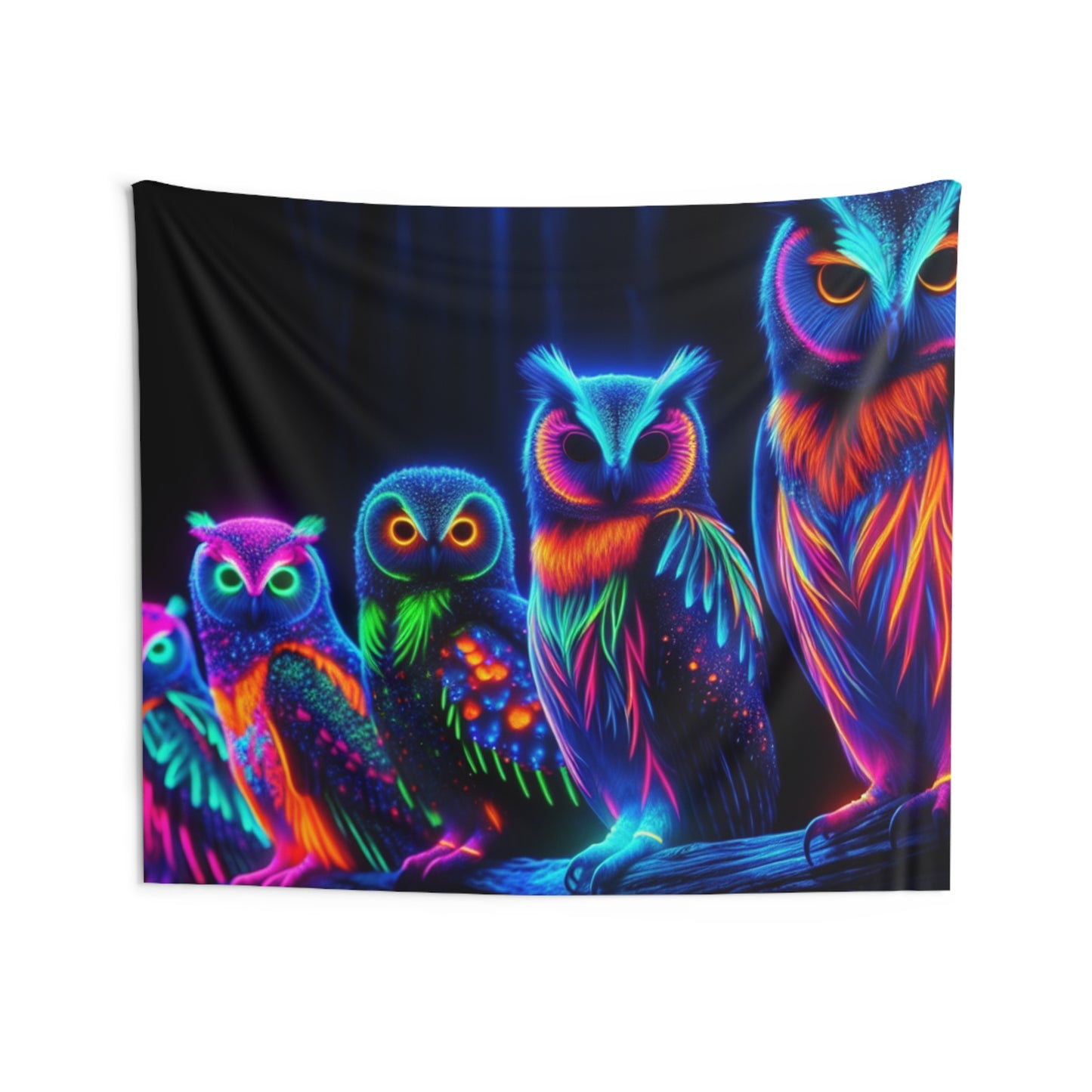 Neon Nightowls. NEON Owls Art Tapestry