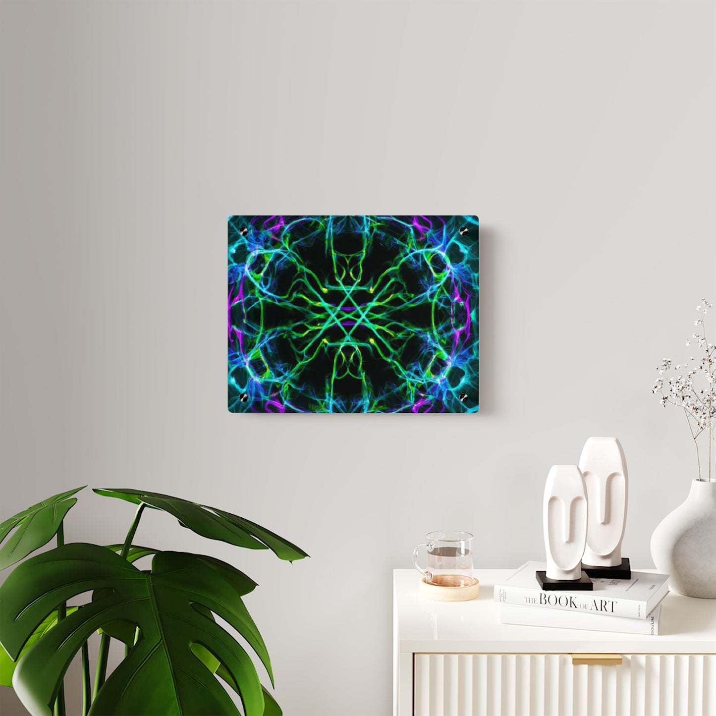 Neon Infinity Maze. Trippy Infinity Patterns Acrylic Art Panel