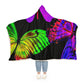 "Neon Swirls of Light" - NEON Butterflies Art Hooded Snuggle Blanket