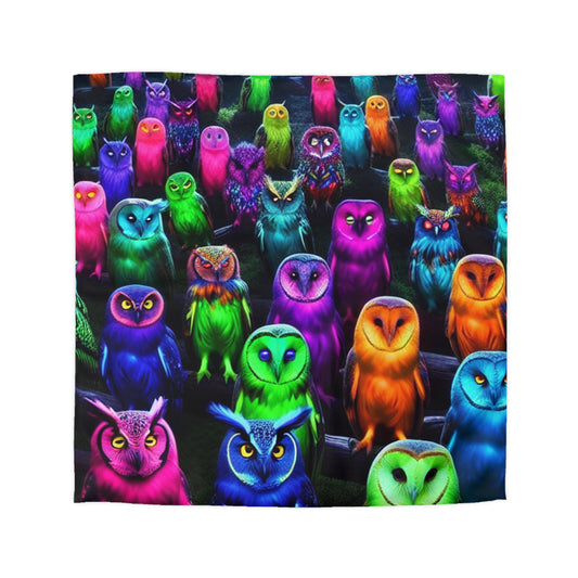 Florin da Vinci - NEON Owls Microfiber Duvet Cover