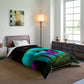 Neon Nature Dreamscape. Butterflies & Mushrooms Comforter Blanket