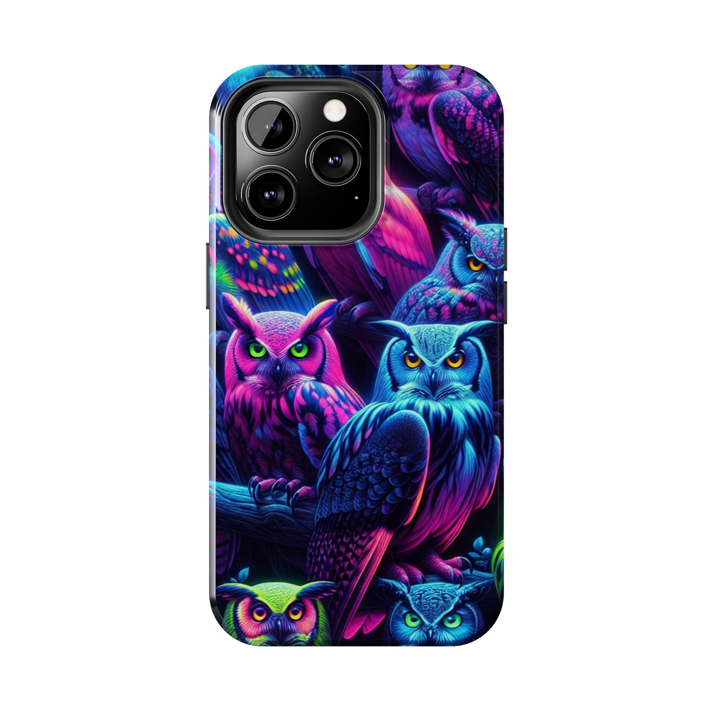 "Vivid Neon Nocturnal Symphony" NEON Owls Tough Phone Case
