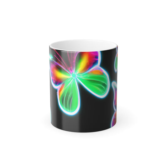 "Glowing Fauna Spectacle" Neon Butterflies 11oz Color Morphing Mug