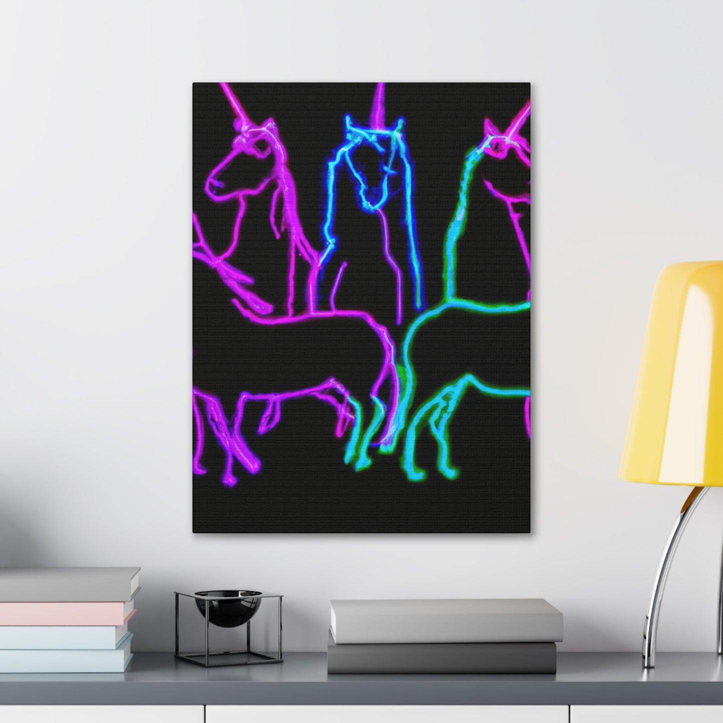 Vibrant Neon Unicornscape. NEON Unicorns Art Canvas
