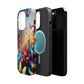 "Neon Butterfly Blooms" Neon Butterflies Premium Art Magsafe Magnet Tough IPhone 13 14 15 Pro Plus Max and Mini in Matte and Glossy Phone cases
